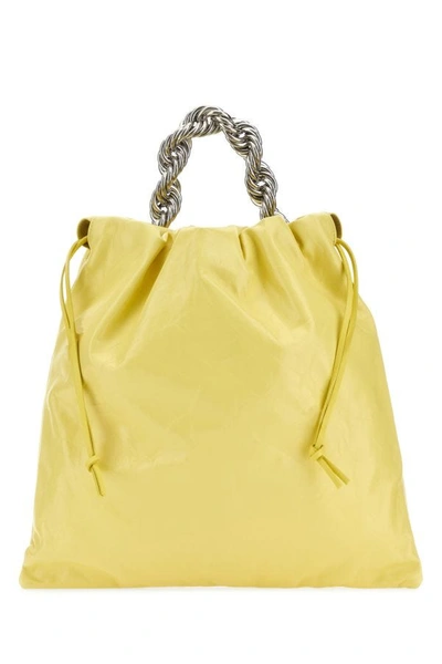 Jil Sander Metallic Top-handle Leather Tote Bag In Yellow