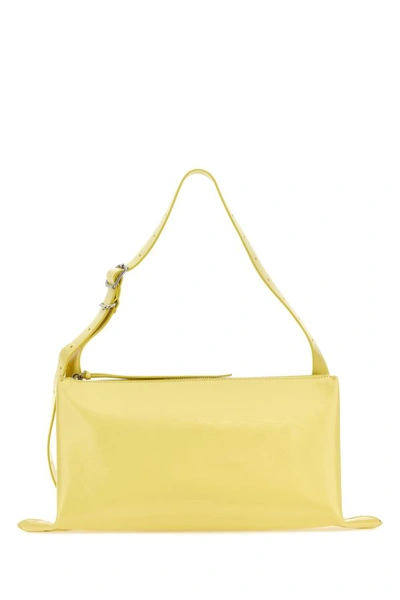 Shop Jil Sander Woman Yellow Leather Shoulder Bag