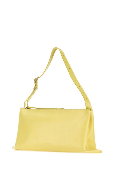 Shop Jil Sander Woman Yellow Leather Shoulder Bag