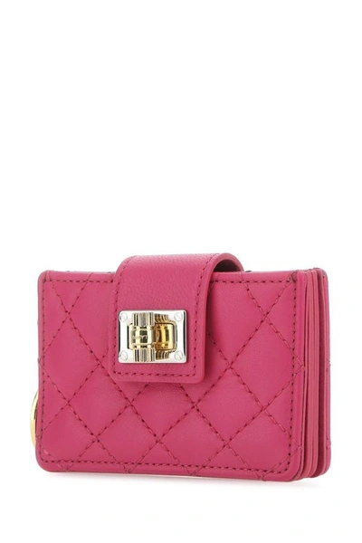 Shop Lanvin Woman Fuchsia Leather Card Holder In Pink