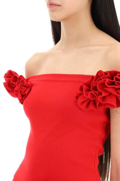 Shop Magda Butrym Fitted Top With Roses Women In Red
