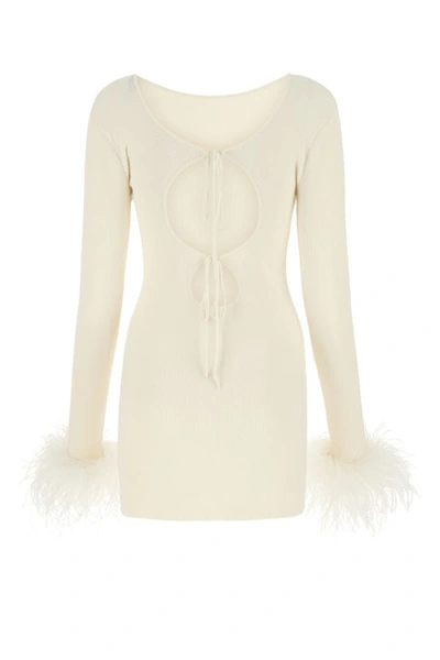 Shop Magda Butrym Woman Ivory Stretch Cotton Blend Mini Dress In White