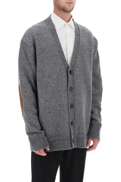Shop Maison Margiela Cardigan With Elbow Patches Men In Gray