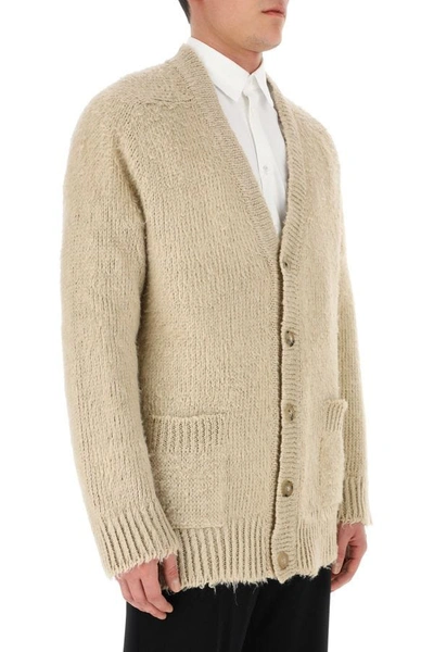 Shop Maison Margiela Man Beige Linen Oversize Cardigan In Brown