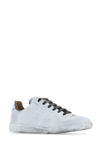 Shop Maison Margiela Man Coated Leather Replica Sneakers In White
