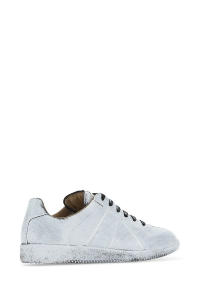 Shop Maison Margiela Man Coated Leather Replica Sneakers In White