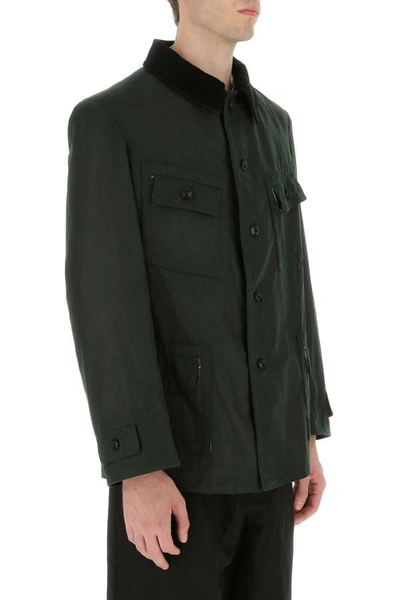Shop Maison Margiela Man Dark Green Cotton Jacket