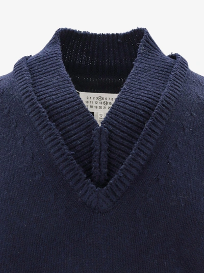 Shop Maison Margiela Man Vest Man Blue Knitwear