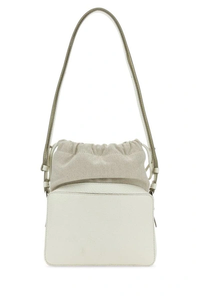 Shop Maison Margiela Unisex Ivory Leather And Fabric 5ac Bucket Bag In White