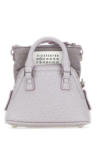 Shop Maison Margiela Woman Lilac Leather And Fabric 5ac Classique Baby Handbag In Purple