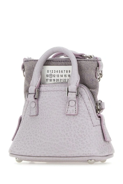 Shop Maison Margiela Woman Lilac Leather And Fabric 5ac Classique Baby Handbag In Purple