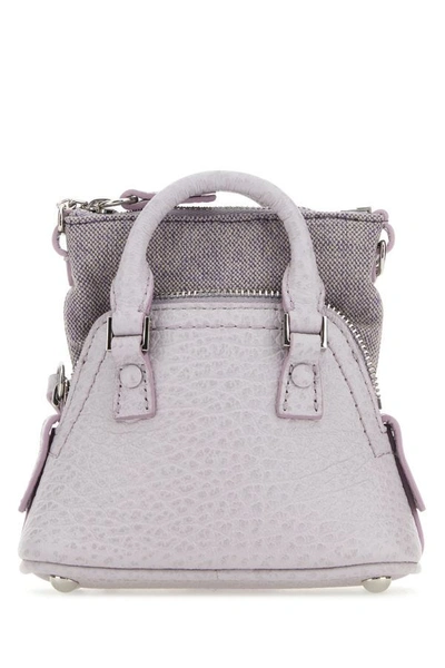 Shop Maison Margiela Woman Lilac Leather And Fabric 5ac Classique Baby Handbag In Purple