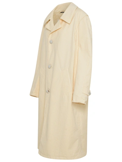 Shop Maison Margiela Woman  Beige Cotton Coat In Cream