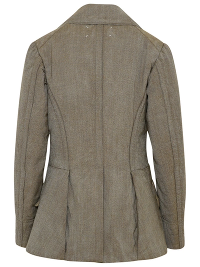 Shop Maison Margiela Woman  Beige Wool Jacket In Gray