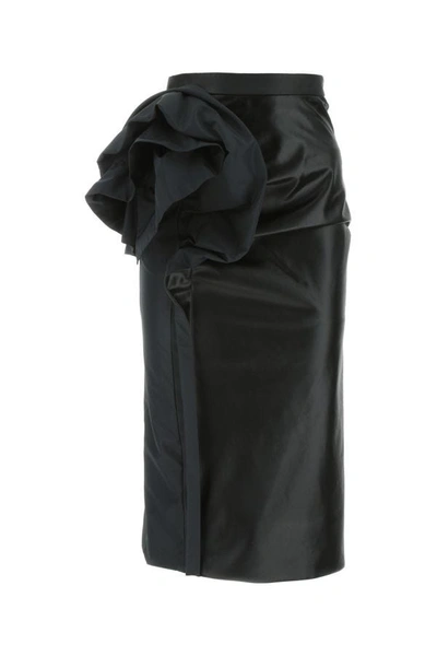 Shop Maison Margiela Woman Black Cotton Blend Skirt