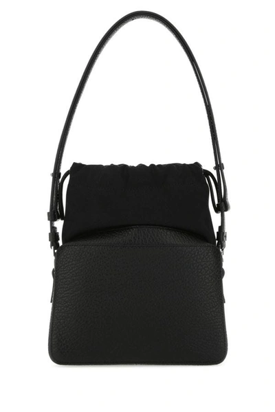 Shop Maison Margiela Woman Black Leather And Fabric 5ac Bucket Bag