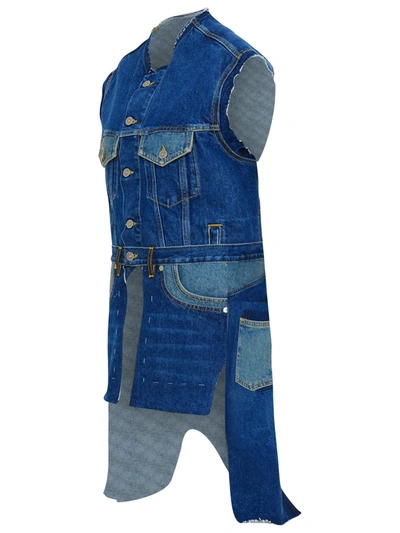 Shop Maison Margiela Woman  Blue Cotton Vest
