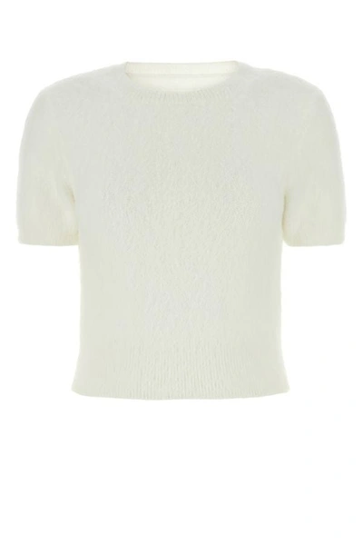 Shop Maison Margiela Woman Ivory Angora Blend Sweater In White