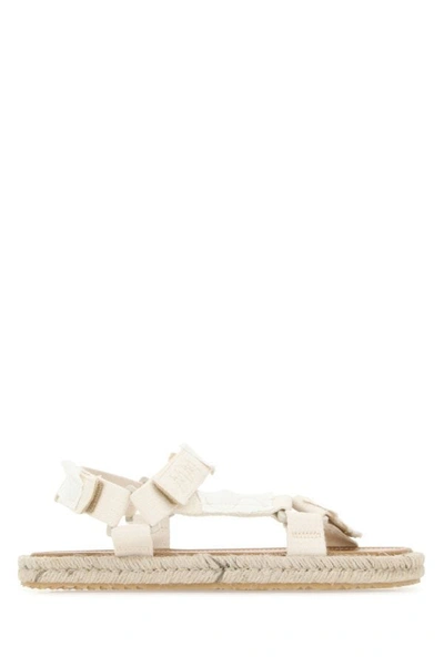 Shop Maison Margiela Woman Ivory Canvas Trekking Sandals In White