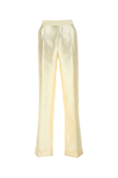 Shop Maison Margiela Woman Ivory Viscosa Blend Wide-leg Pant In White