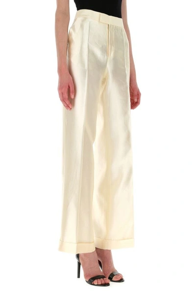 Shop Maison Margiela Woman Ivory Viscosa Blend Wide-leg Pant In White
