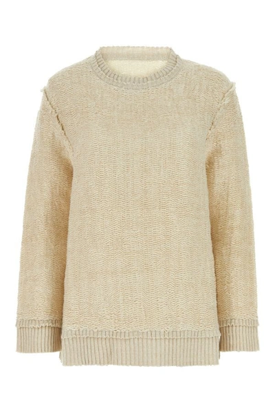Shop Maison Margiela Woman Sand Hemp Blend Oversize Sweater In Brown