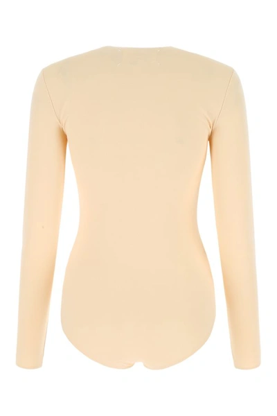 Shop Maison Margiela Woman Skin Pink Stretch Viscose Bodysuit In Cream