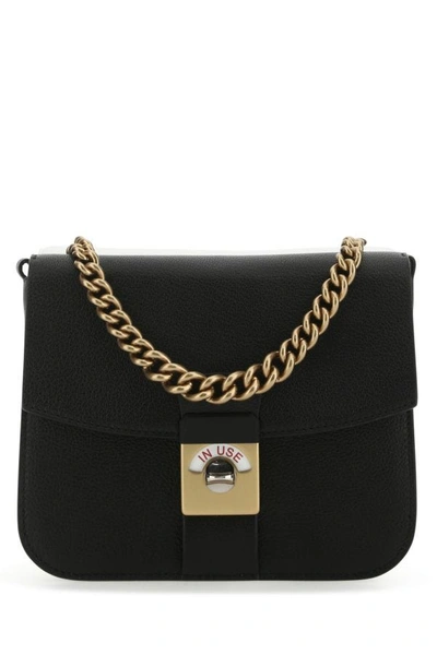 Shop Maison Margiela Woman Two-tone Leather And Cotton New Lock Square Handbag In Multicolor