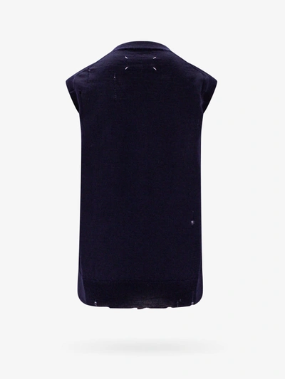 Shop Maison Margiela Woman Vest Woman Blue Knitwear