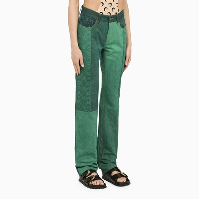 Shop Marine Serre Green Jeans In Regenerated Denim Women