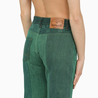 Shop Marine Serre Green Jeans In Regenerated Denim Women