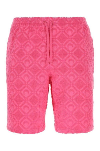 Shop Marine Serre Man Fuchsia Terry Fabric Bermuda Shorts In Pink