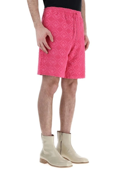 Shop Marine Serre Man Fuchsia Terry Fabric Bermuda Shorts In Pink
