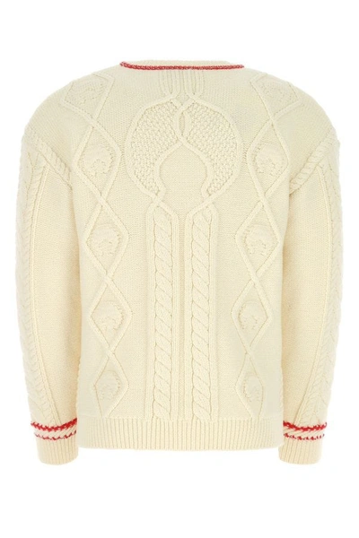 Shop Marine Serre Man Ivory Wool Oversize Sweater In White