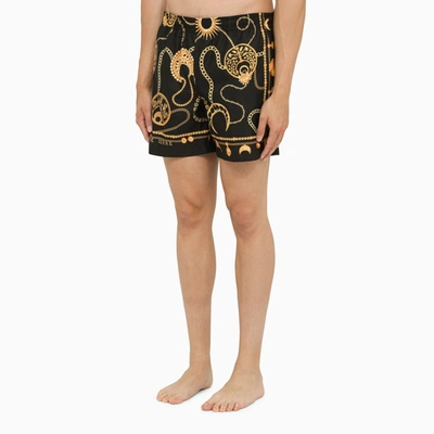 Shop Marine Serre Printed Beach Boxers Made Of Recycled Nylon Men In Black