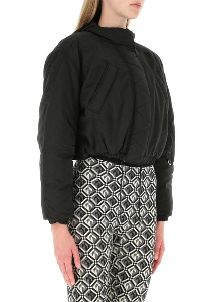 Shop Marine Serre Woman Black Polyester Padded Bomber Jacket