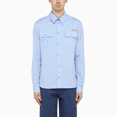Shop Marni Light Blue Slim-fit Poplin Shirt Men