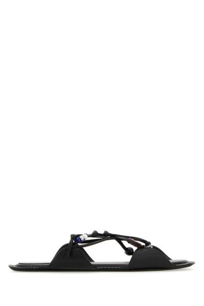 Shop Marni Man Black Leather Slippers