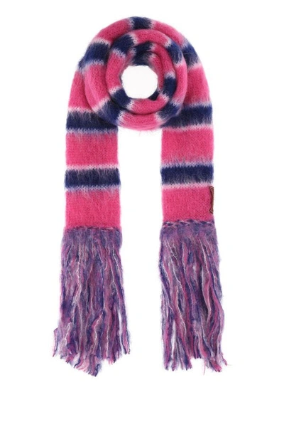 Shop Marni Man Embroidered Mohair Blend Scarf In Multicolor