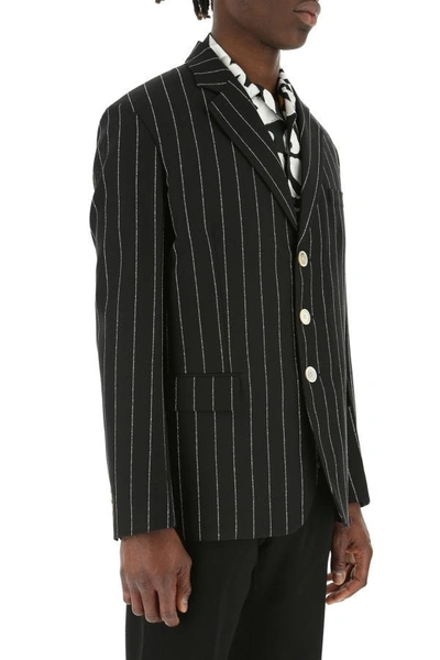 Shop Marni Man Embroidered Wool Blazer In Multicolor