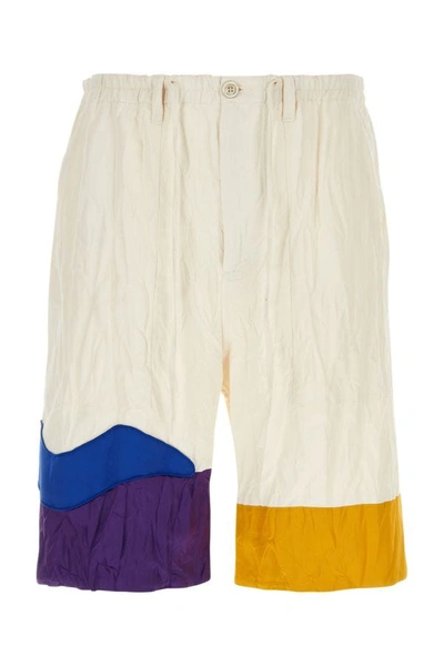 Shop Marni Man Ivory Nylon Blend Bermuda Shorts In White