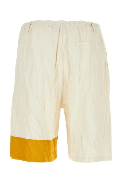 Shop Marni Man Ivory Nylon Blend Bermuda Shorts In White