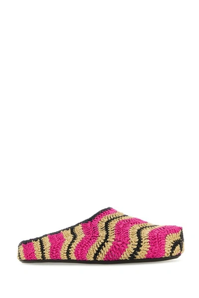 Shop Marni Man Multicolor Raffia Slippers