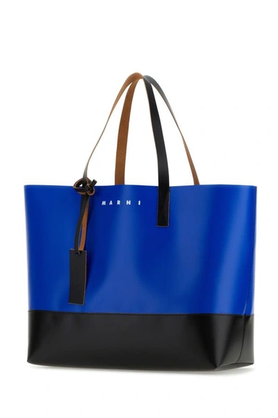 Shop Marni Man Two-tone Pvc Shopping Bag In Multicolor