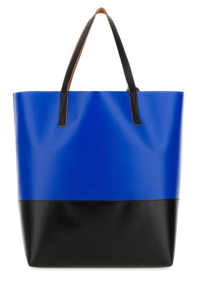 Shop Marni Man Two-tone Pvc Tribeca Shopping Bag In Multicolor