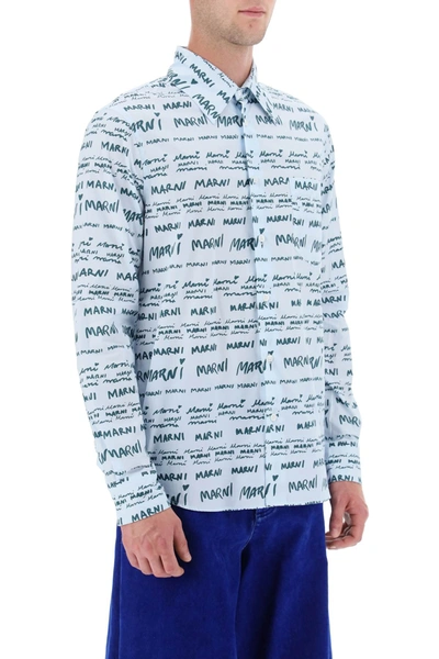 Shop Marni Shirt With Logo Lettering Motif Men In Blue