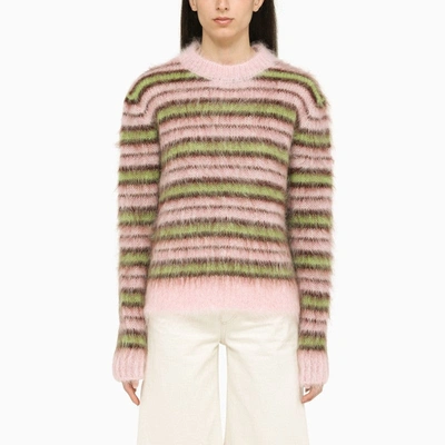 Shop Marni Striped Quartz Crew-neck Sweater Women In Pink