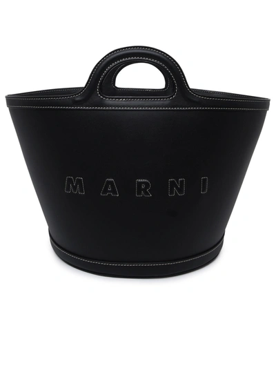 Shop Marni Woman  Black Leather Small Tropicalia Bag
