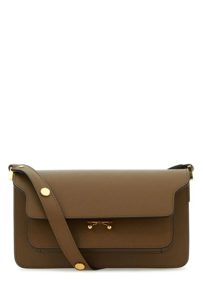 Shop Marni Woman Brown Leather Trunk E/w Shoulder Bag