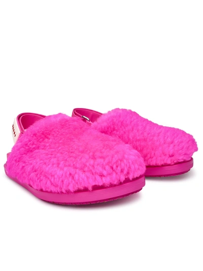 Shop Marni Woman  Fuchsia Fur Slipper In Pink